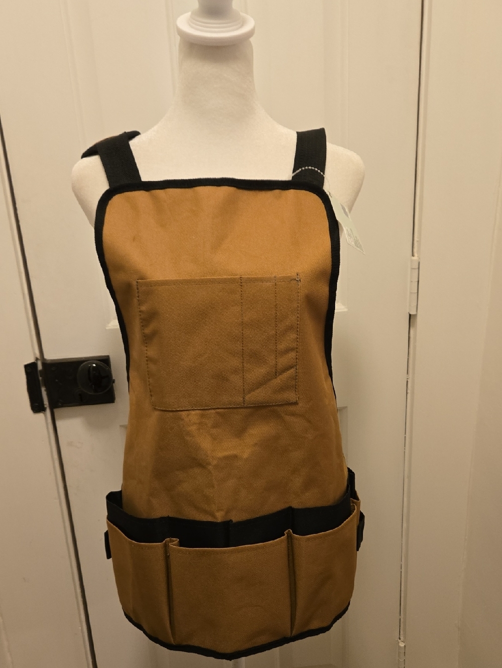 Canvas Garden Utility Apron with Pocket and Tool Pouches - Tan/Black